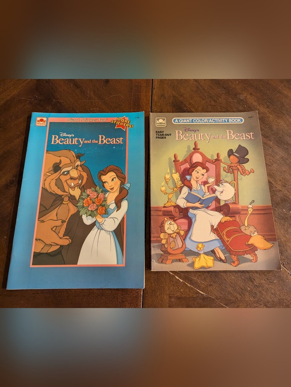 Vintage 1991 Disney Beauty and the Beast Golden Book Activity Pair - NOS